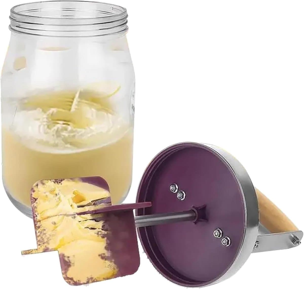 Boter Maker - Keuken Tool - Zelf Boter Maken - Handmatige Slinger - 1000ml of 1500ml - Transparant — afbeelding 1