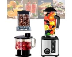 Keukenmachine Combo - 3-in-1 Apparaat - Ingrediënten Verwerken - Vleesmolen Sapcentrifuge - 2000ml 1000ml 800ml - Zilver