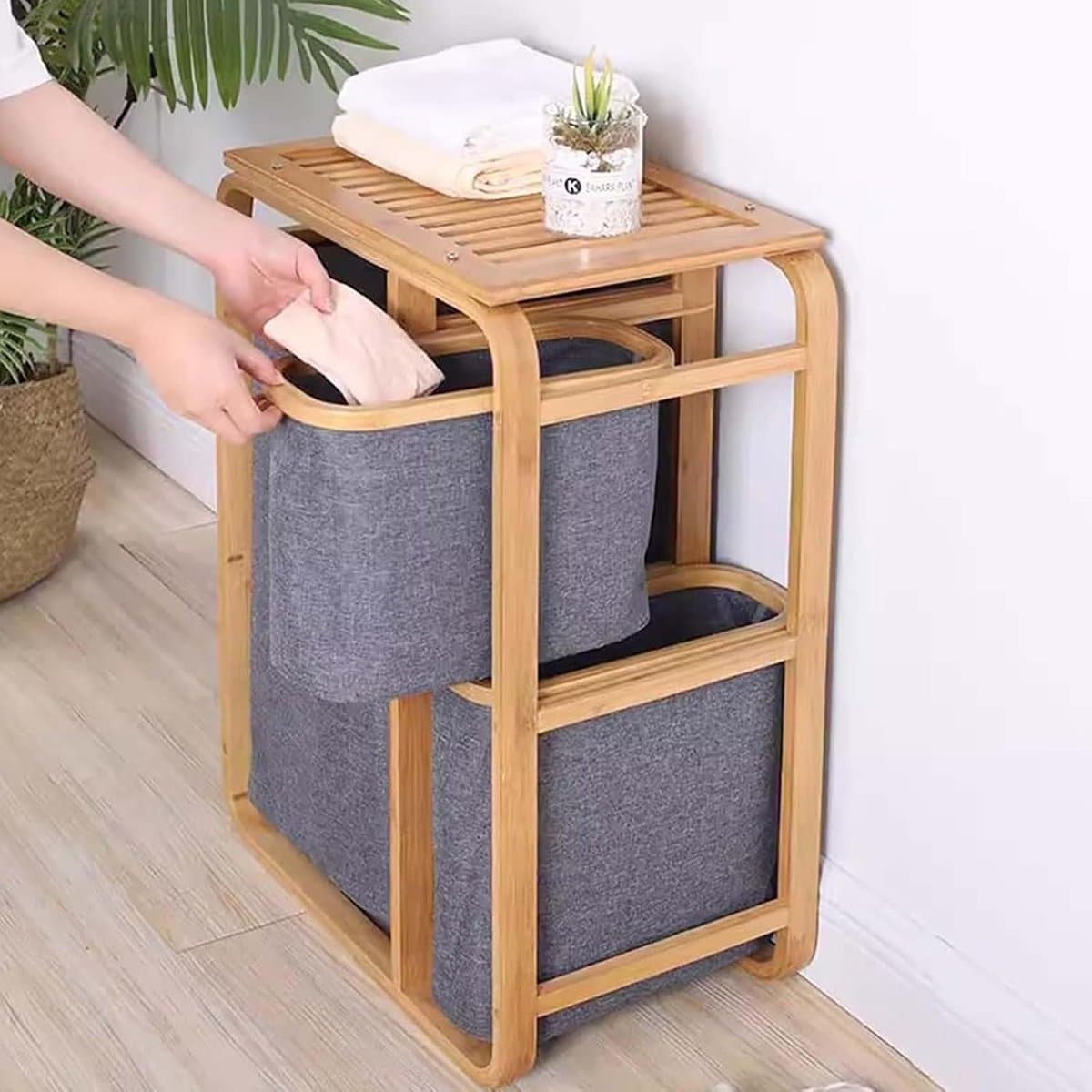 Wasmand - Kledingmand - Kleding Sorteren - Met Afneembare Zak - Grote Capaciteit - Grijs — afbeelding 1