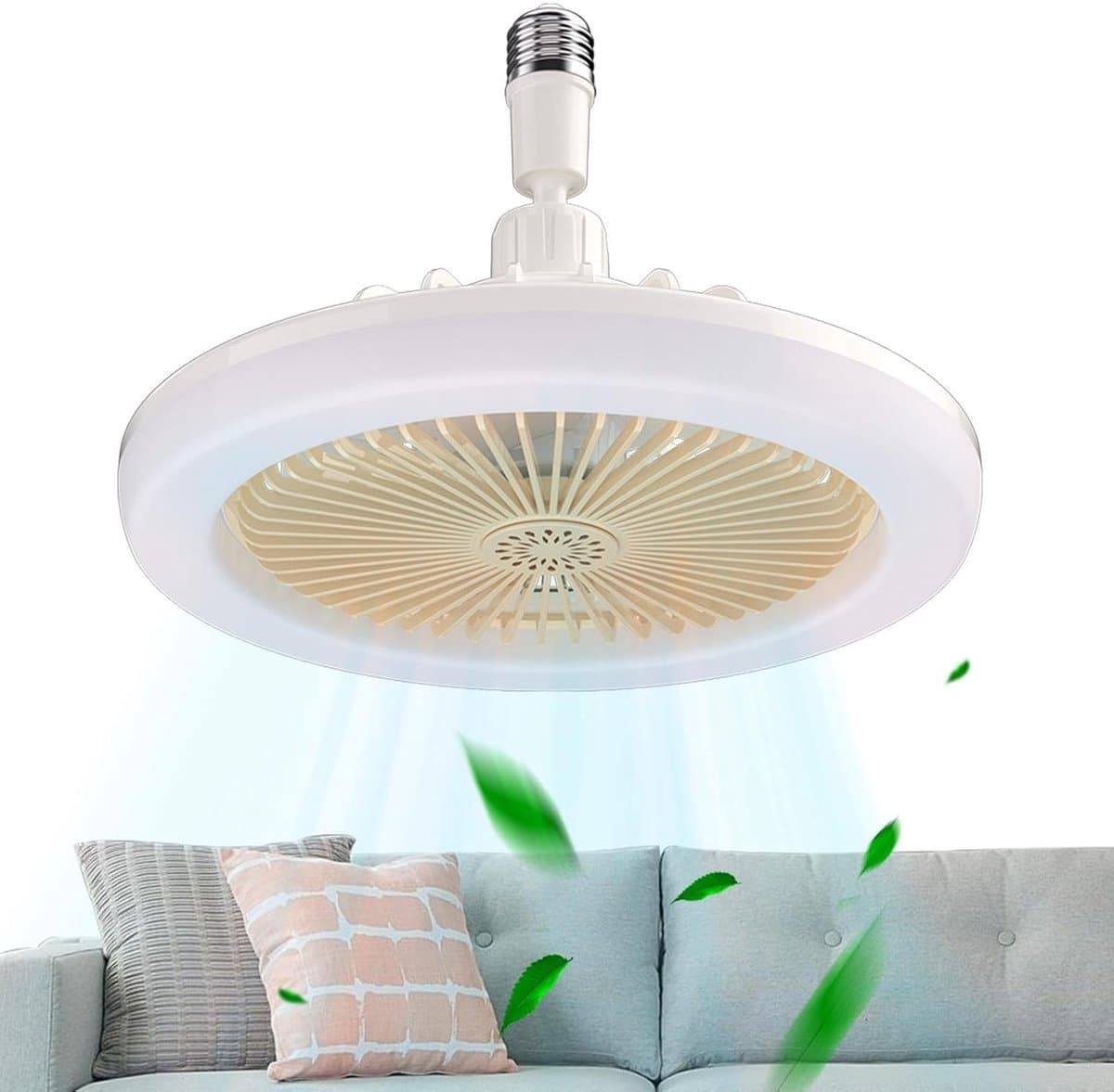 Plafondventilator met licht - Ventilatorlamp Kamer - Verbeterde Luchtcirculatie - Geruisloze Luchtstroom - 24.7 x 24.6 x 12.8 cm - Lichtgeel — afbeelding 1
