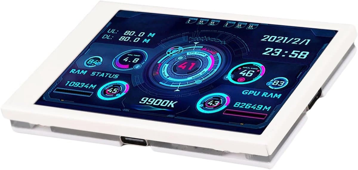 SnelShoppen - 3.5 Inch IPS USB Mini Scherm - Draagbaar Computer Temperatuur Monitor - PC CPU Gegevensmonitor - 320 x 480 Resolutie - Wit - Oogbescherm — afbeelding 1