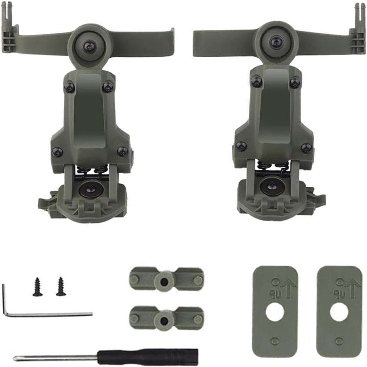 Multi-hoek Rotatie Snelle Helm Rail Adapter Ophanging Koptelefoon Beugel Oorkappen Ondersteuning Accessoires Tactische Pickup Headset Groen - Voor Outdoor Activiteiten — afbeelding 1