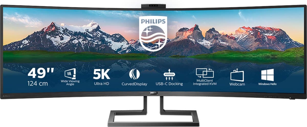 Philips 499P9H/00 - Curved-monitor - 49 inch 5120 x 1440 120 Hz — afbeelding 1