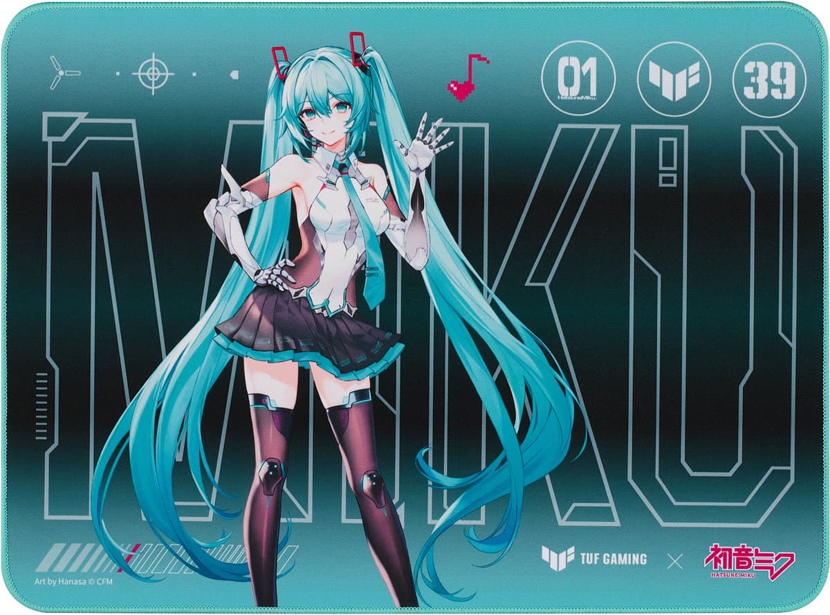 ASUS TUF Gaming P1 Hatsune Miku Edition - Muismat rubber - stof - blauw, zwart — afbeelding 1