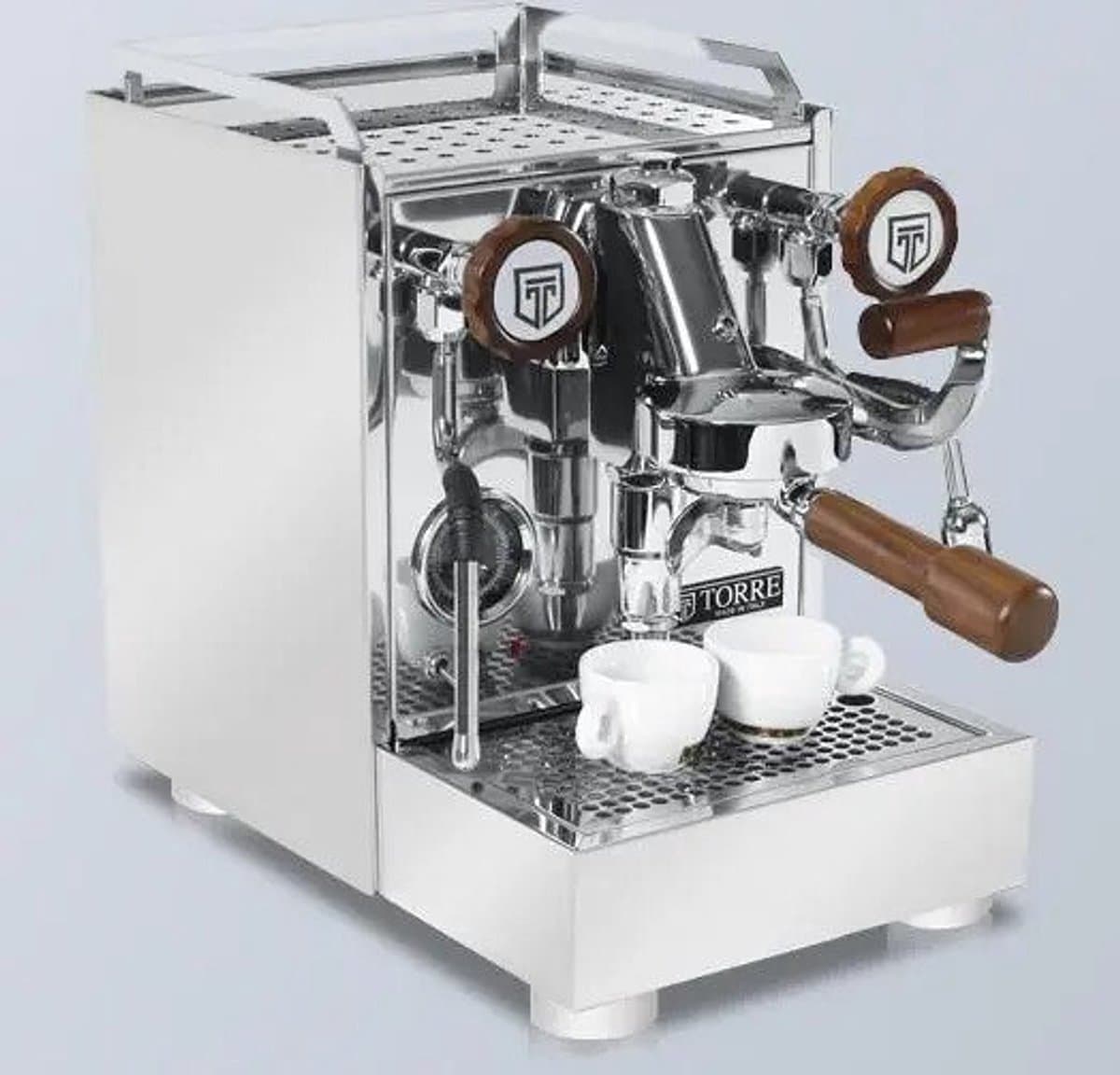 Torre Espresso - Luigino - RVS - Houten handvaten - Italiaanse Espressomachine — afbeelding 1