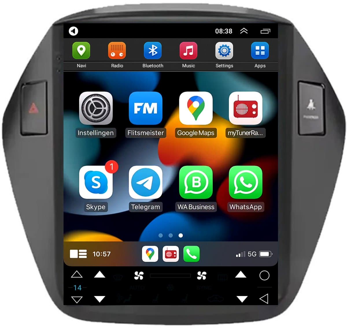 Carplay autoradio geschikt voor Hyundai ix35 | 2009 t/m 2015 | Android 13 | Draadloos Apple Carplay & Android Auto | 2GB + 32GB | Tesla Style | 8-Core processor | Davilon | 2025 model | 2009 2010 2011 2012 2013 2014 2015 | Bluetooth & Wifi — afbeelding 1