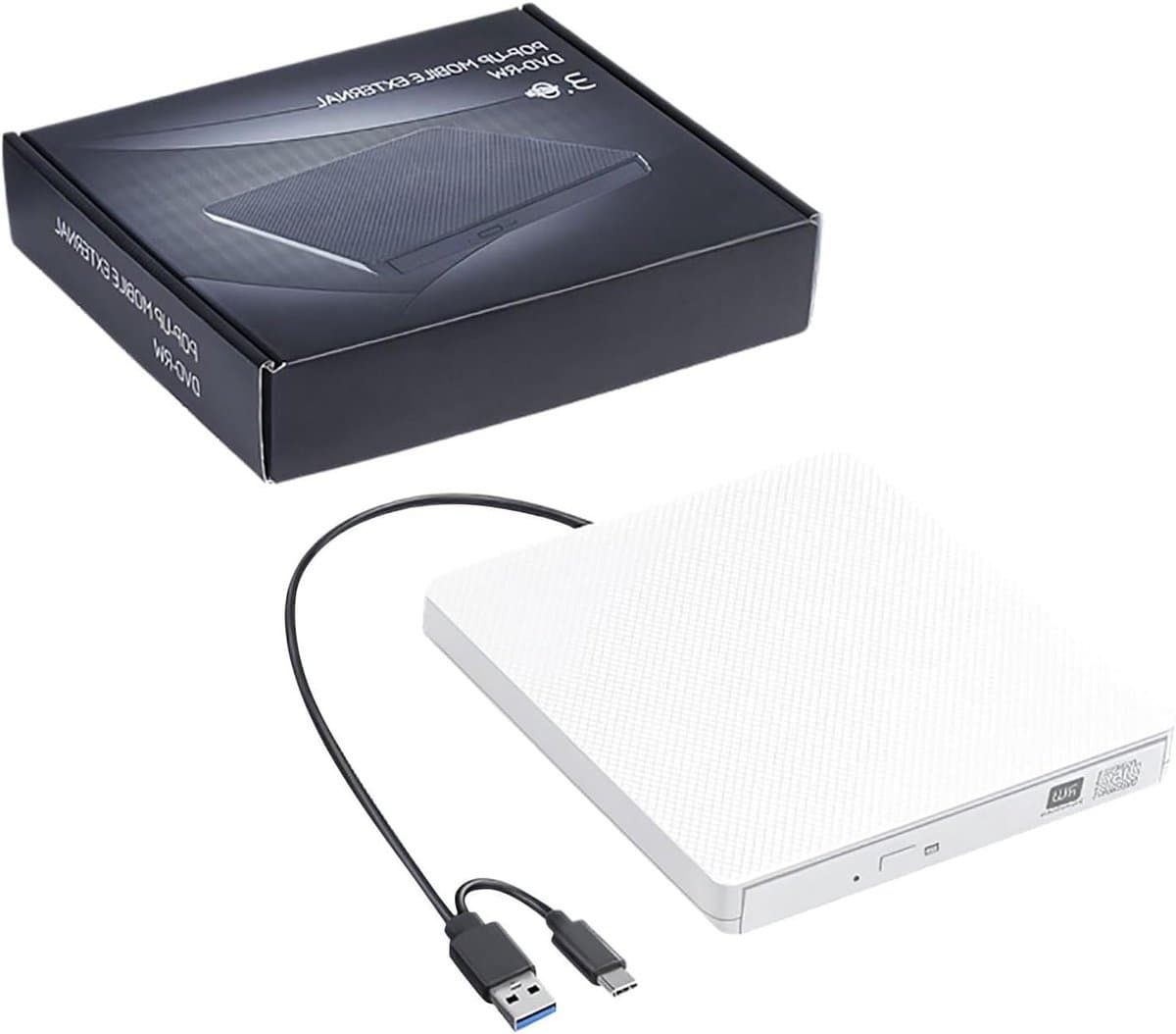 Externe Schijf - Optische Drive - Data Opslag - Brede Compatibiliteit - 14x14x1.8 cm - Wit — afbeelding 1