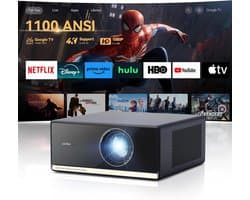 4K Beamer met Google TV – Native Full HD Projector, 1100 ANSI Lumen, Autofocus, HDR10, Wifi & Bluetooth, Netflix Compatibel