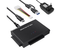 USB 3.0 IDE SATA Adapter voor 2.5 en 3.5 Inch HDD/SSD met 12V 2A Voeding, Compatibel met Windows en Mac, Snelle Gegevensoverdracht en Eenvoudige Installatie
