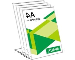A4 Staander voor Menu of Prijslijst, Verticale Transparante Plexiglas Houder voor Signage met Hoge Zichtbaarheid