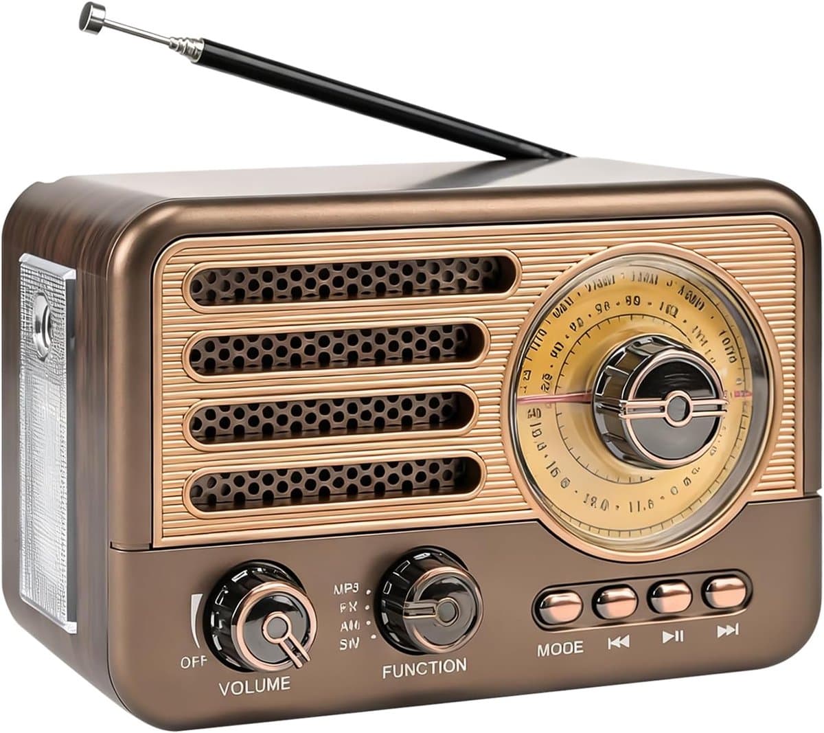 Retro radio met Bluetooth, AM/FM/SW kofferradio met Bluetooth 5.3, keukenradio, klein, ondersteunt USB/TF/AUX-functie, radio-ontvangst, telescopische antenne, geschikt voor kantoor, thuis en — afbeelding 1