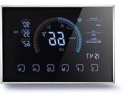 Slimme Thermostaat - Warmtepomp Bediening - Energie Besparen - App & Spraakbediening - LCD Kleurenscherm - Zwart