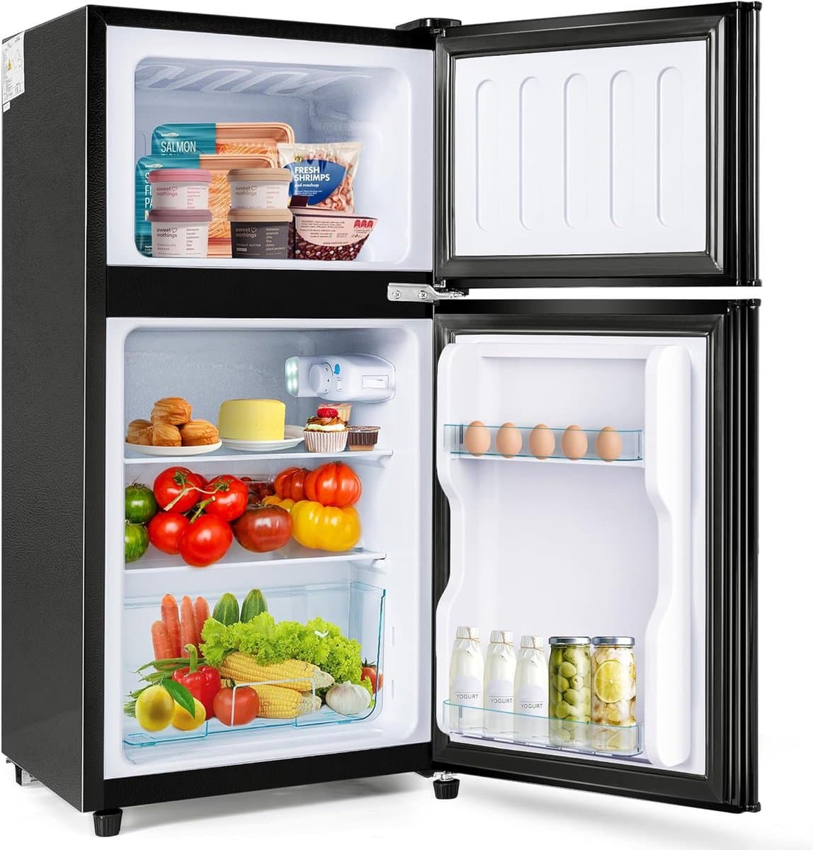 Koel-vriescombinatie dubbele deur - Compacte koelkast - Kleine ruimtes - Energieklasse E - 87 x 45 cm - Antiek zwart — afbeelding 1