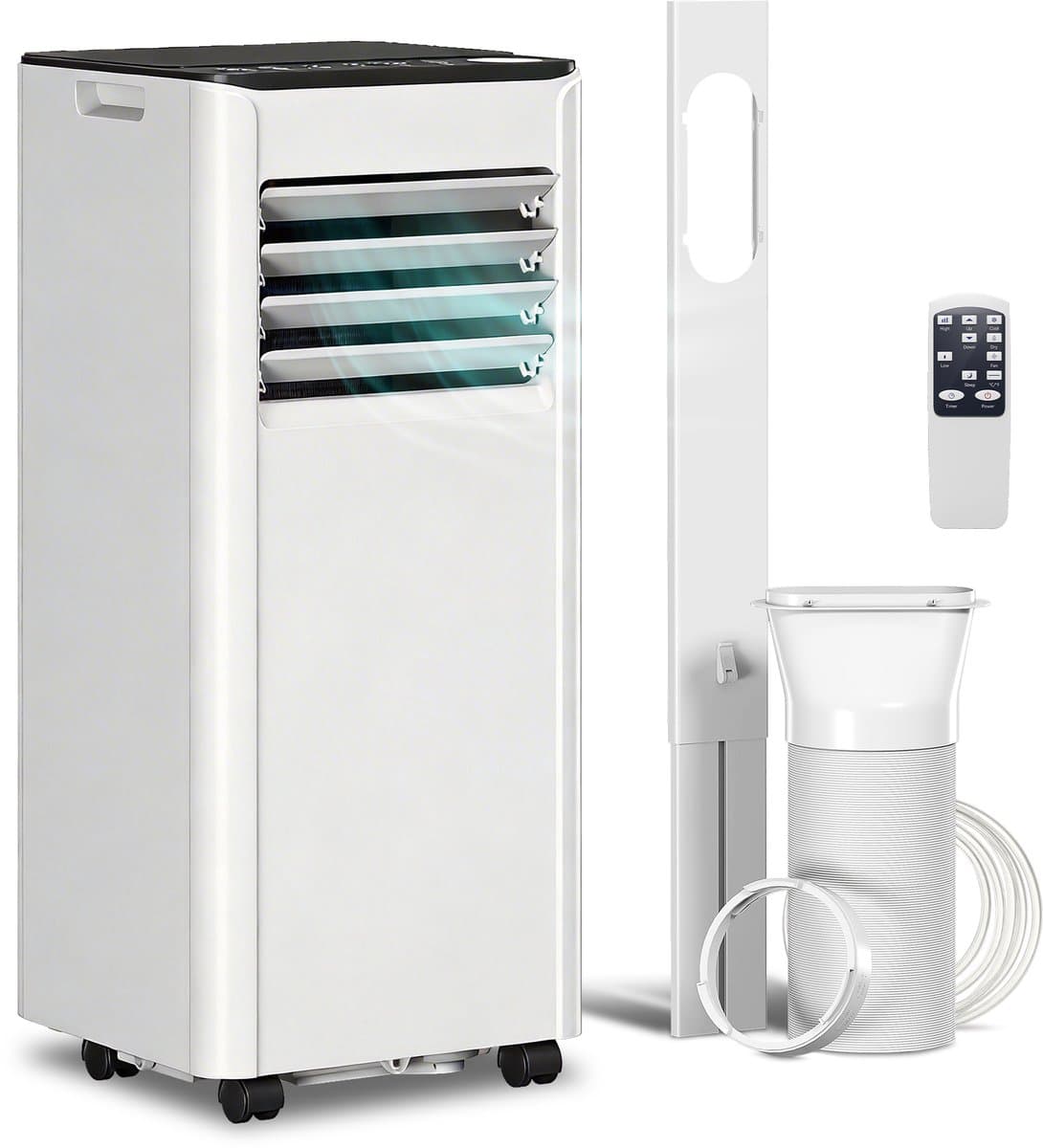 Mobiele Airco 9000 BTU - 4-in-1 Koelen Ontvochtigen Ventileren Slaapmodus - 15-28 m² - 24 Uurs Timer - 30x29x70 cm - Wit — afbeelding 1