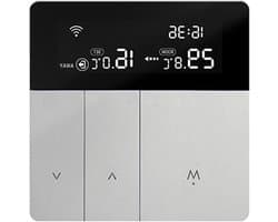 Slimme Thermostaat - Temperatuurregelaar Verwarming Controller - Energie Besparen - LCD Touchscreen - 86 x 86 mm - Zilver