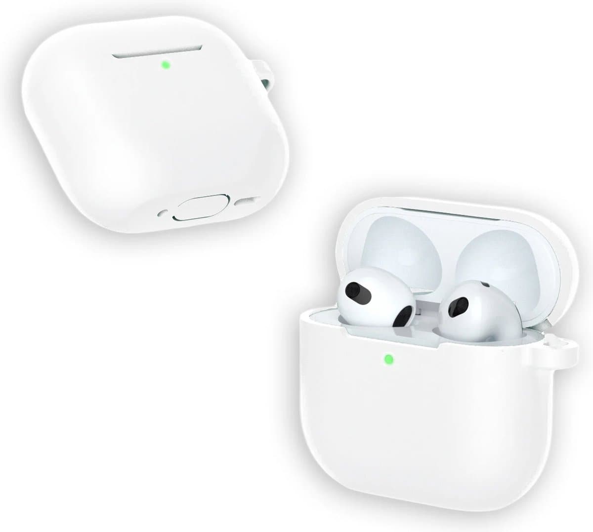 ShieldCase Siliconen Hoesje met Koordje Geschikt voor Airpods 4 - Siliconen Case voor Apple Airpods 4 Case Hoesje - Wit — afbeelding 1