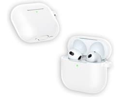 ShieldCase Siliconen Hoesje met Koordje Geschikt voor Airpods 4 - Siliconen Case voor Apple Airpods 4 Case Hoesje - Wit