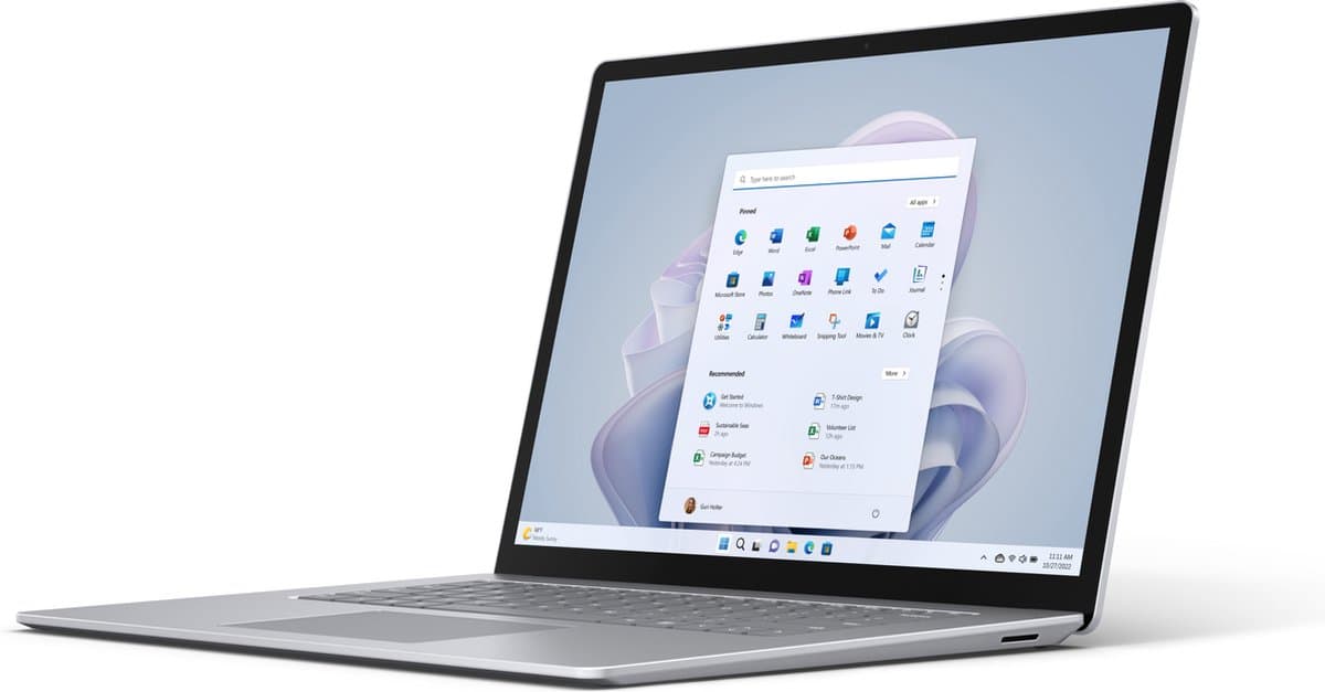 Microsoft Surface Laptop 5 Intel® Core™ i7 i7-1265U 38,1 cm (15") Touchscreen 8 GB LPDDR5x-SDRAM 256 GB SSD Wi-Fi 6 (802.11ax) Windows 11 Pro UK International Platina — afbeelding 1