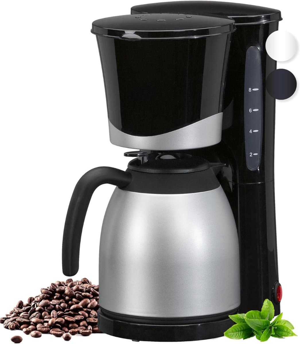 SCH® Koffiezetapparaat met Thermoskan - Koffiezetapparaat - Zilver - 21cm x 19cm x 34cm — afbeelding 1