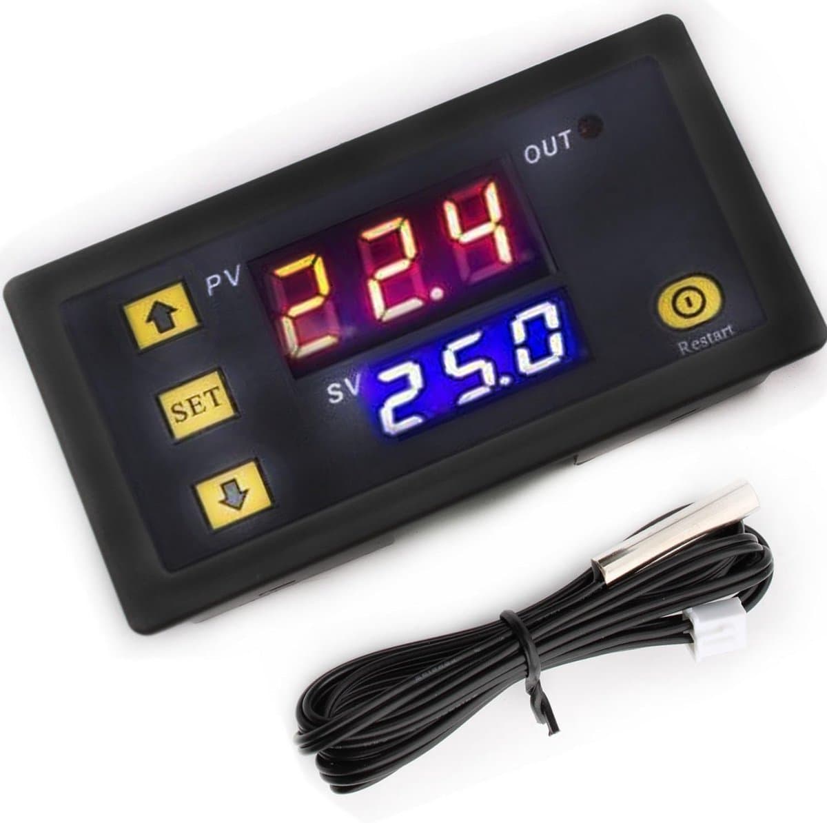 Digitale Temperatuurregelaar met LCD Display en Sensor - 24V 20A — afbeelding 1