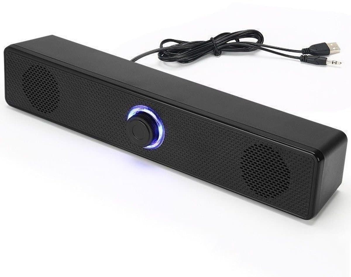Bedrade computerluidspreker, USB-desktop soundbar, HiFi-geluidskwaliteit, heldere geluidseffecten, volumeregeling, mini-luidspreker geschikt voor pc's, geschikt voor laptops, geschikt voor tablets en PS5. — afbeelding 1