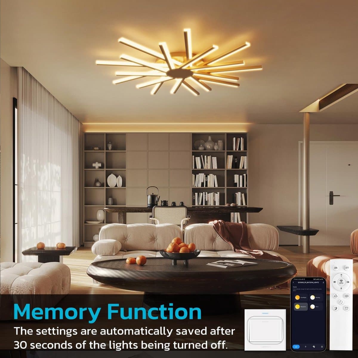 Moderne Grote Plafondlamp 96 cm met Afstandsbediening Dimbare LED Verlichting — afbeelding 1