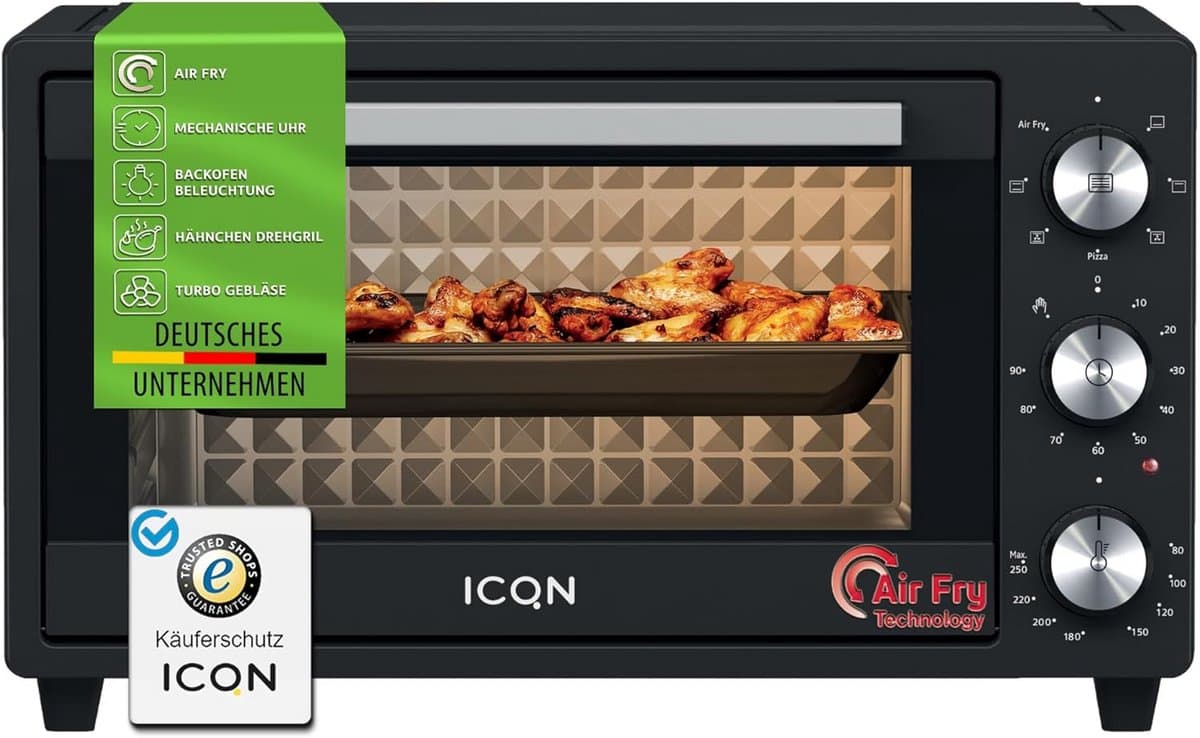 20L Minioven met Airfry Functie, Hetelucht Oven en 5 Programma's - 1500W — afbeelding 1