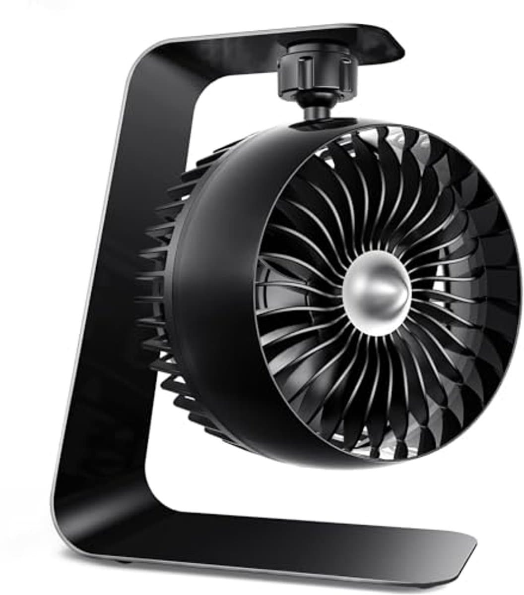 Metalen USB-bureauventilator - 4 inch mini ventilator met turbo-luchtcirculator, 1,8 m sterke luchtstroom, 3 snelheden, 360° kanteling, stil op 35dB voor thuis en kantoor — afbeelding 1
