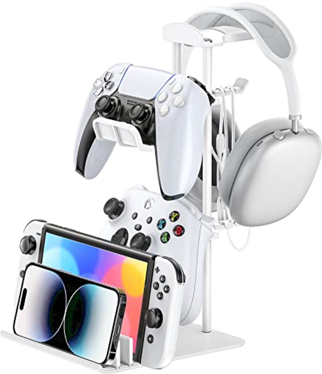 Gaming Headset Stand en Controller Houder met Aluminium Steun - Universele Hoofdtelefoonhouder voor Mobiele Apparaten — afbeelding 1