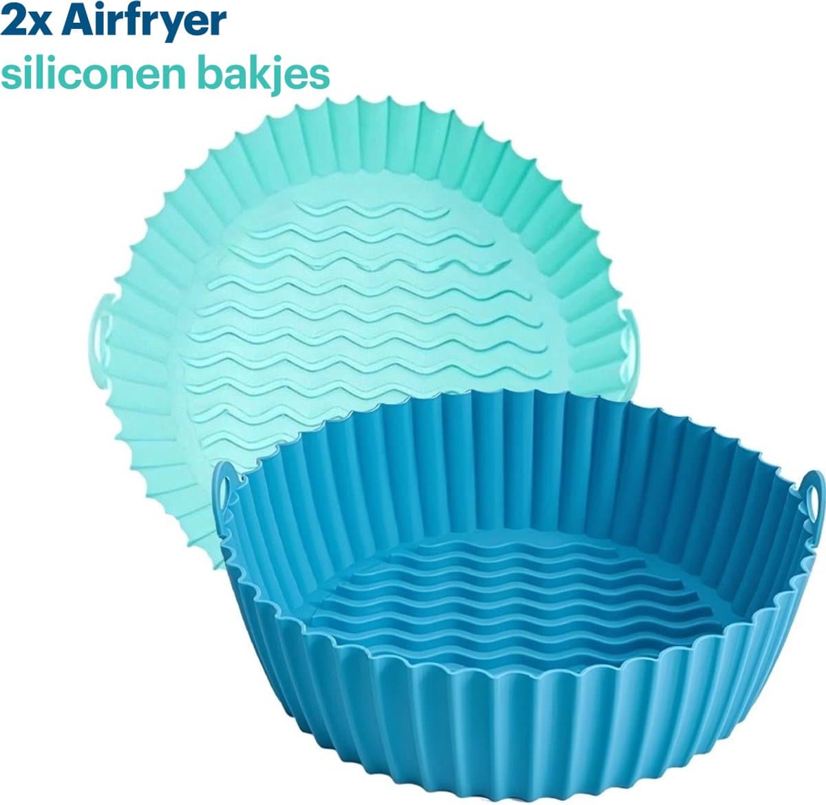HipWare - Airfryer Siliconen mandje - Antiaanbaklaag - Vaatwasserbestendig - Rond - Cyaan/Blauw — afbeelding 1