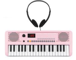Áengus Keyboard Piano Keyboard Kind met 37 toetsen - Aanslaggevoelige Toetsen - USB-C MIDI - Roze - inclusief Stereo Koptelefoon