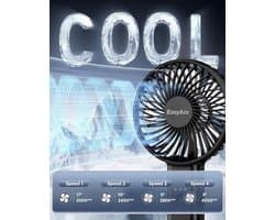Draagbare oplaadbare ventilator met 4 snelheden – 180° opvouwbaar, wasbare bescherming en lange batterijduur