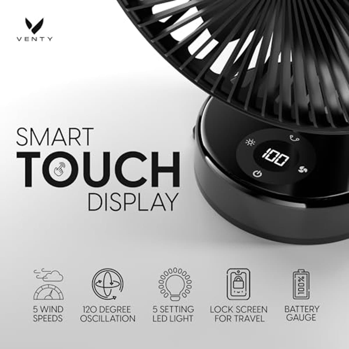 Draagbare Clipventilator - Oplaadbare 10 Uur Batterij - 360° Rotatie en 90° Kantelbaar - Voor Kinderwagen, Bureau of Nachtkastje - Met Aromatherapie en LED-Lamp — afbeelding 1