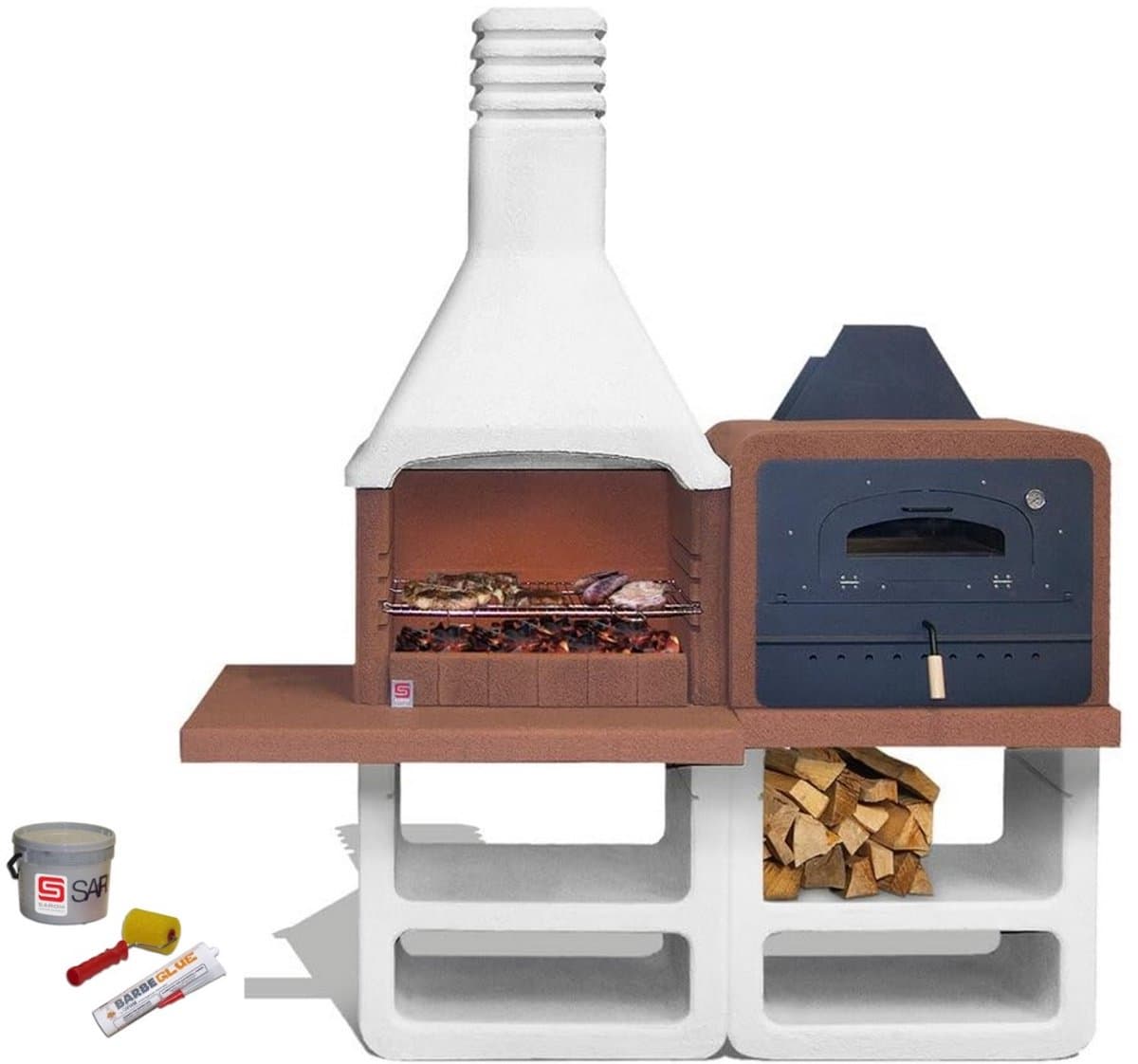 Sarom Fuoco - Betonnen barbecue - Pizzaoven - Laros - Complete set - Inclusief kit en verf — afbeelding 1