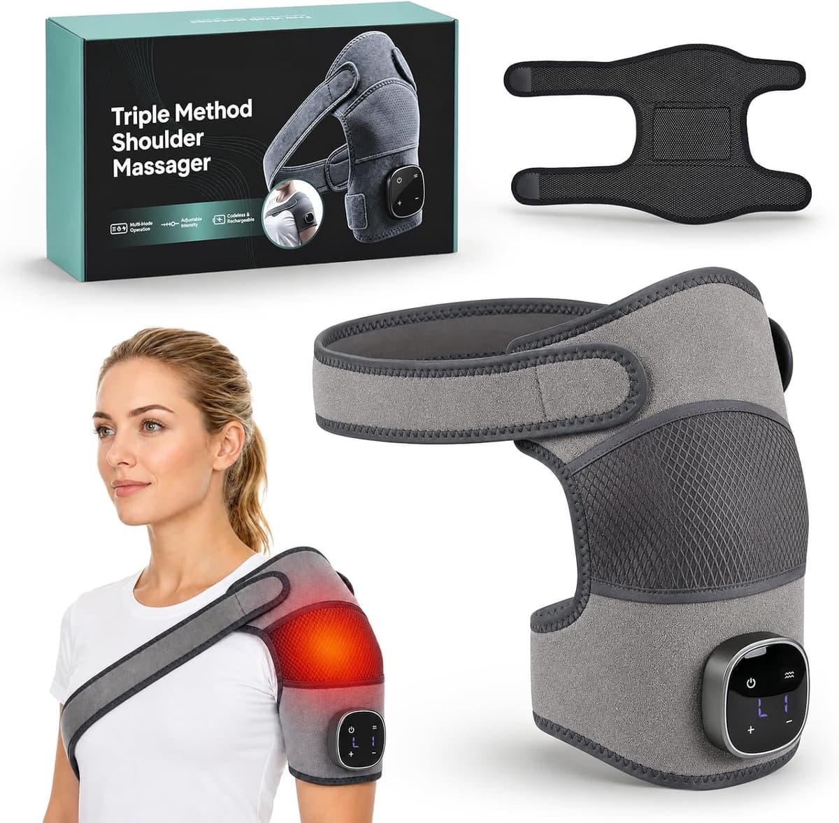 3-in-1 schoudermassage met warmte en vibratie — afbeelding 1