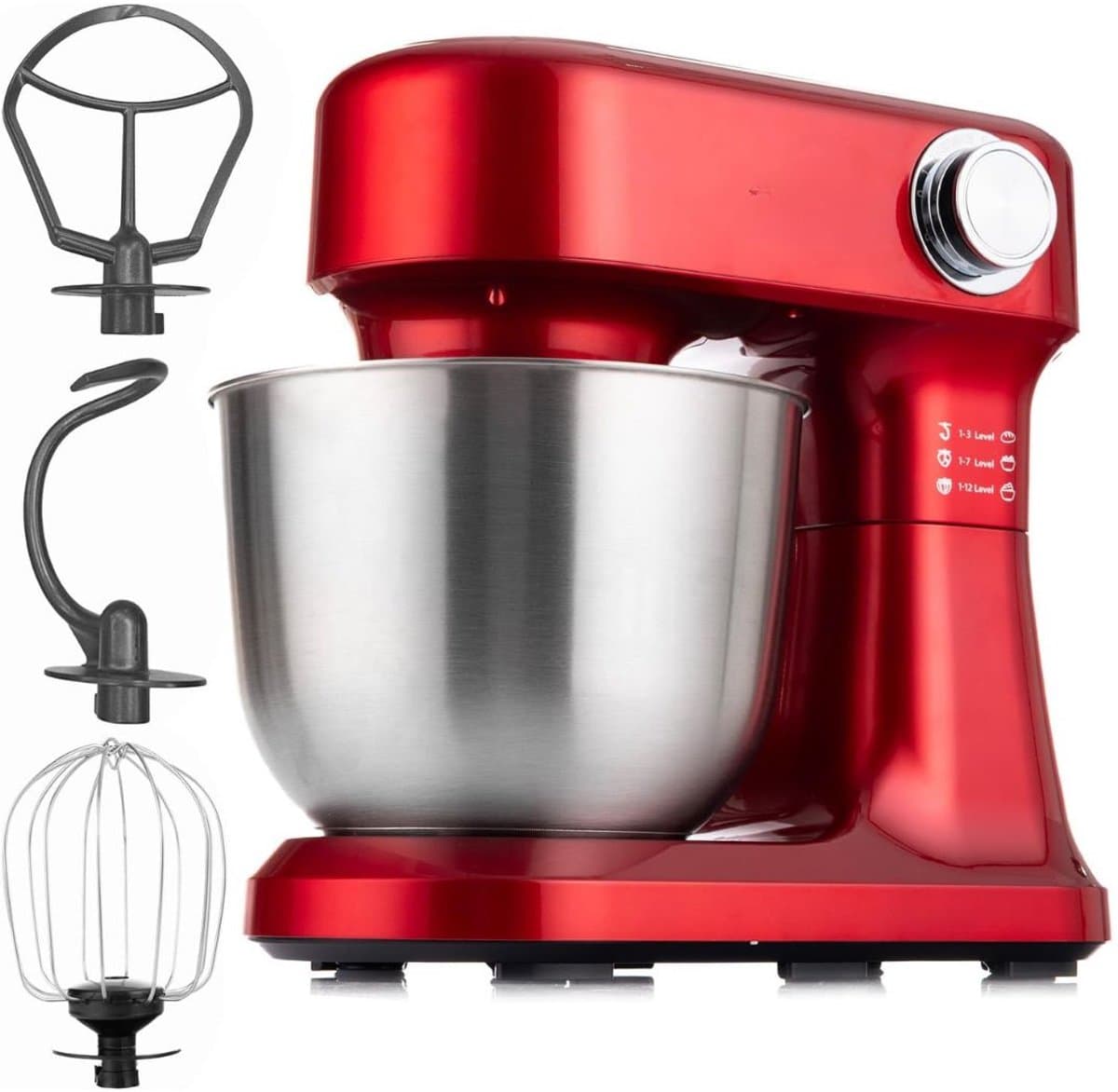 NIVA® Deegmachine - Mixer met Kneedhaak - Kneedmachine - Rood - 23cm x 34cm x 36cm — afbeelding 1