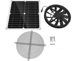 Ventilator Kit - Zonnepaneel Ventilator - Lucht Circuleren - Weerbestendig Ontwerp - 12V 12W - Zwart