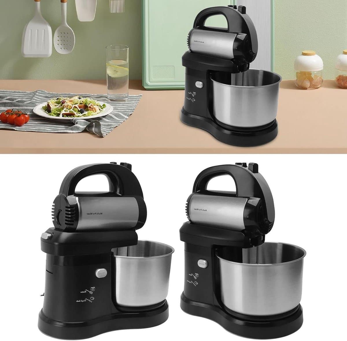 Elektrische Keukenmixer - Keukenklopper Mixer - Bakken en Koken - 500W Motor 5 Snelheden - 2.5 Liter Kom - Wit — afbeelding 1
