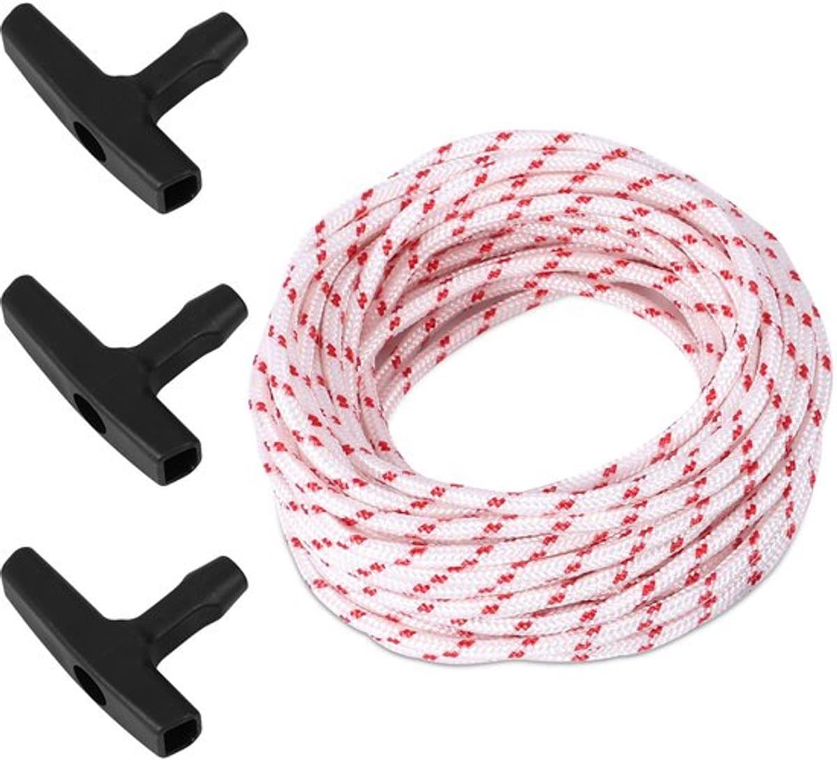 1 Rol Vervangende Terugslagstartkabel voor Stihl Homelite Craftsman Poulan Grasmaaier, 15m Zeer Sterke Starttrekkoord met 3st Universele Starttrekkoord Handvatstartkabelset — afbeelding 1
