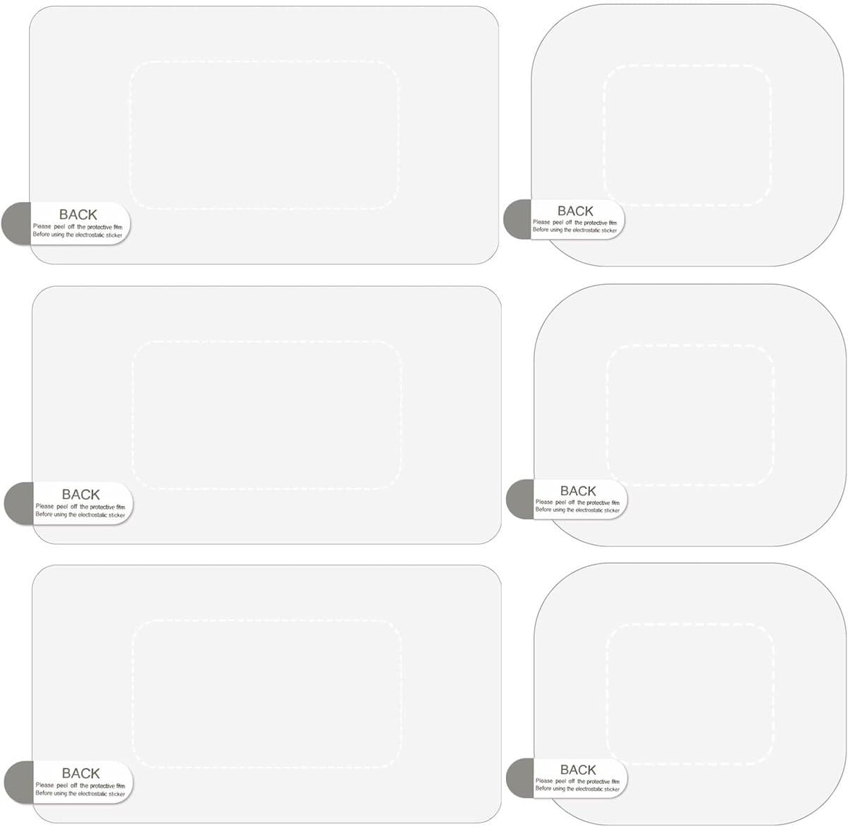 SnelShoppen - Pack van 6 Windscreen Sticker Shield - Electrostatic Stickers voor Dashcam - Eenvoudig te Installeren - Voorkom Krassen en Vallen - Duur — afbeelding 1