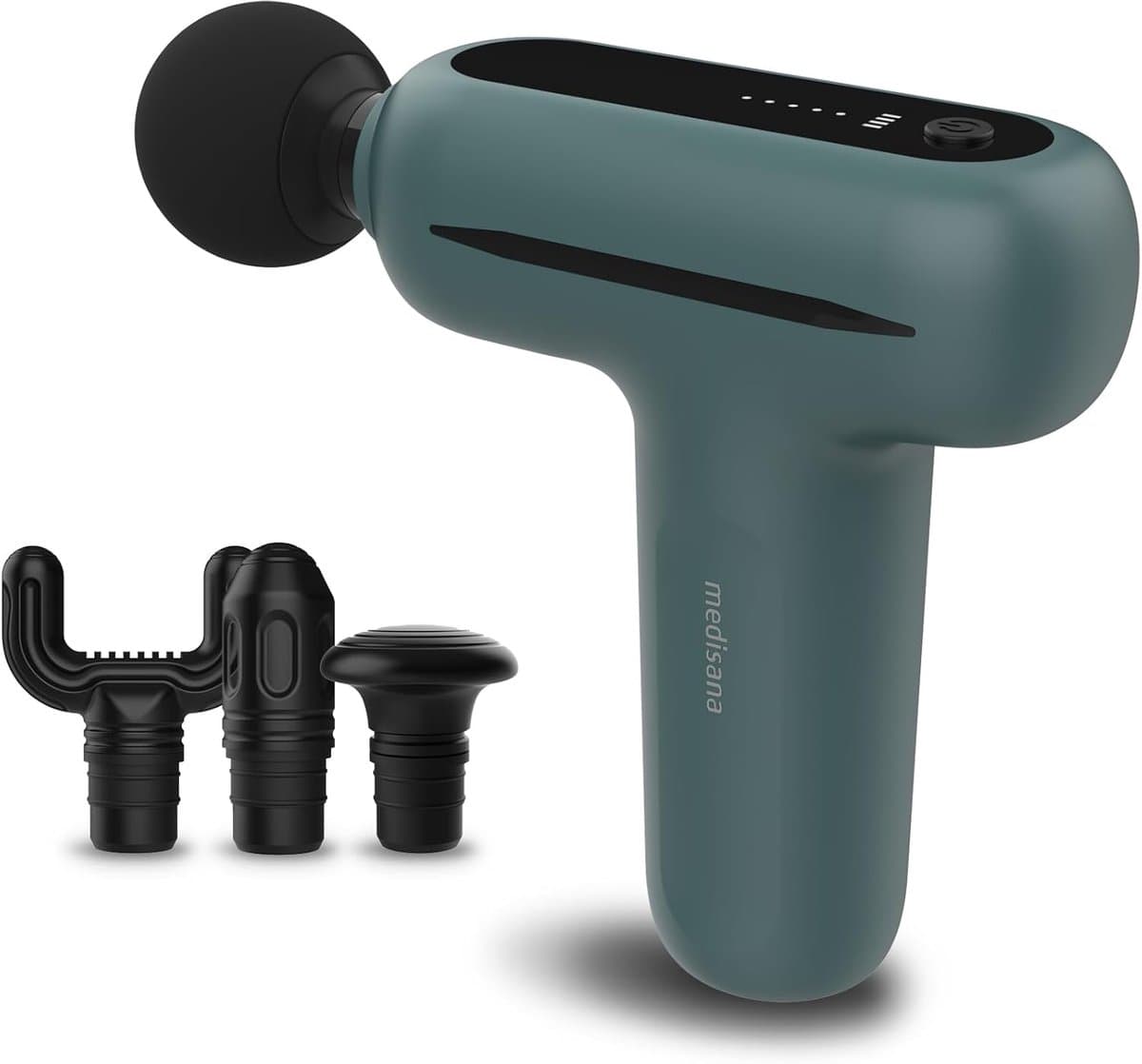 SnelShoppen - Mini massage gun massagepistool met 4 opzetstukken, smart mode & 5 intensiteitsniveaus voor ontspanning, lange batterijduur, inclusief o — afbeelding 1
