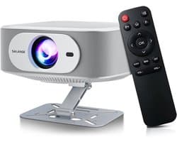SnelShoppen - Draagbare 1080P Projector met 4K Ondersteuning, WiFi 6, Bluetooth 5.4, Elektronische Focus & Auto Correctie voor Feesten, Camping, Thuis