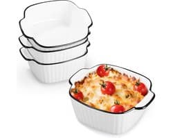 Omgoods - Set van 4 Keramische Bakschalen - 400 ml, Geschikt voor Oven en Magnetron
