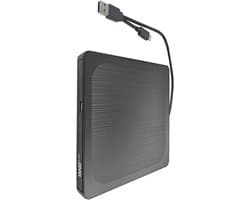 Externe CD/DVD Brander - Lezer Speler - Bestanden Archiveren - Dubbele USB-C Poort - 14.1 x 14 cm - Zilver