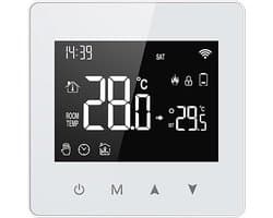 Slimme thermostaat - Wifi klimaatcontroller - Comfort thuis - Batterij gevoed draadloos - 86 x 86 cm - Wit