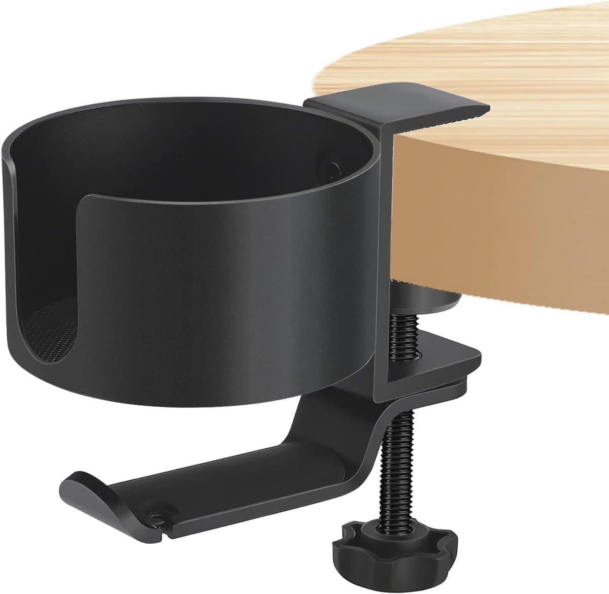 Hoofdtelefoonhouder met Bekerhouder – 360° Rotatie, Aluminium, Eenvoudige Installatie – Ideaal voor Bureau en Gamingtafel — afbeelding 1