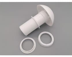 Dakhaard ventilator voor open haard - 60 mm -70 ° MAX wit
