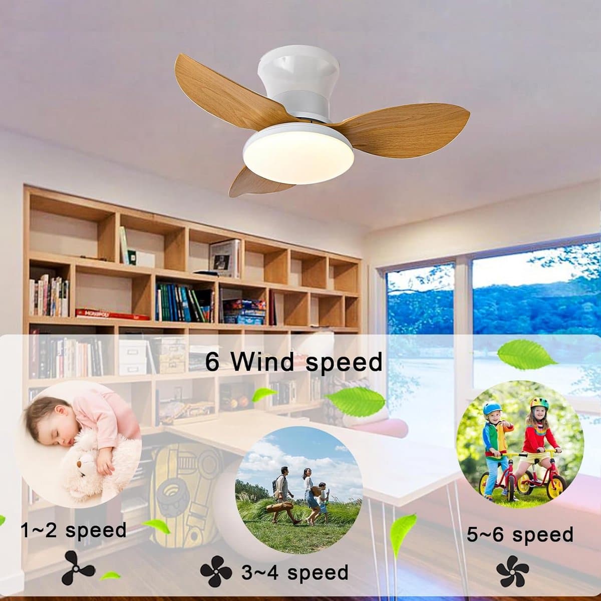 Moderne Plafondventilator met Verlichting en Afstandsbediening Dimbare Timer Stille Ventilator — afbeelding 1