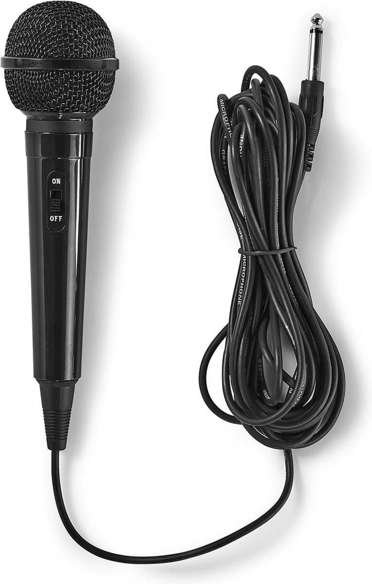 Nedis Bedrade Microfoon - Cardioïde - Vaste Kabel - 5.00 m - 80 Hz - 12 kHz - 600 Ohm - -75 dB - Aan/uit knop - ABS - Zwart — afbeelding 1