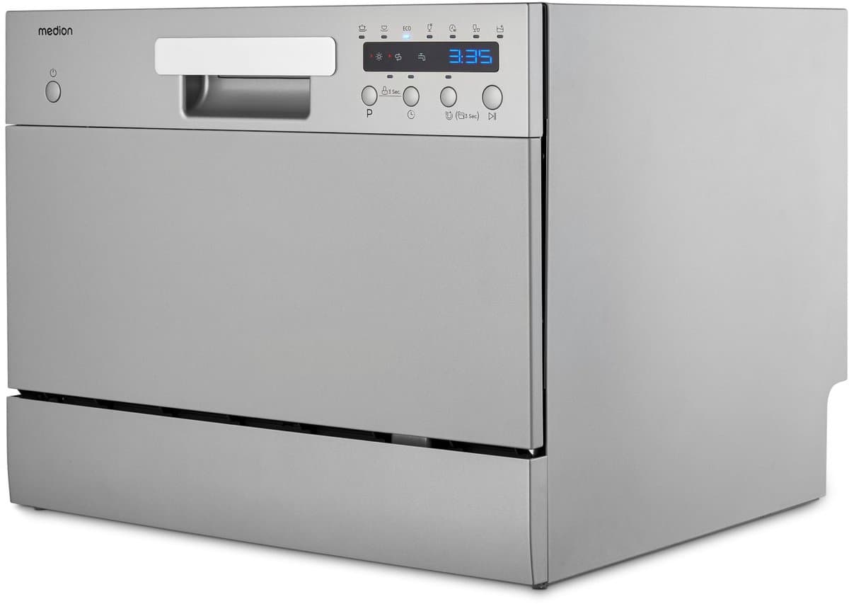 MEDION Tafelvaatwasser DWT 60 (capaciteit 6 couverts, 7 programma’s, LED-display, 47 dB, MD37496), zilver — afbeelding 1